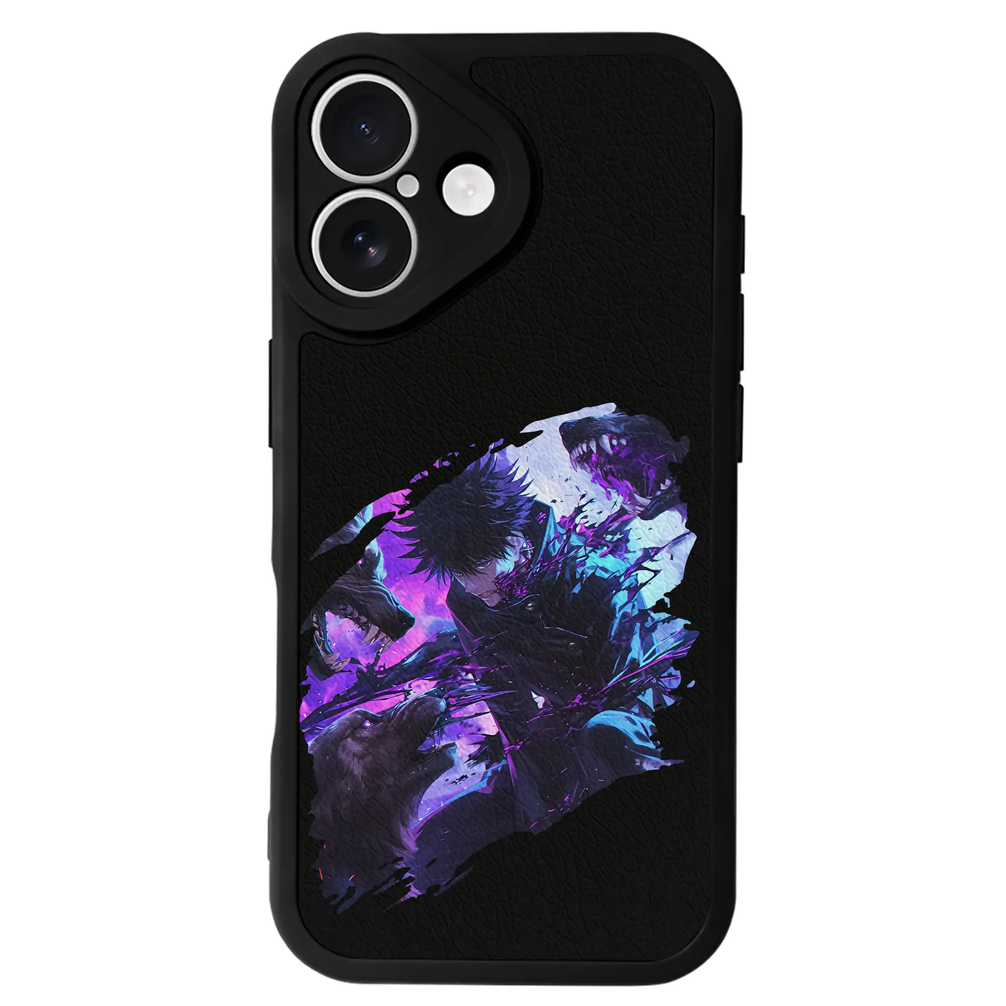 呪術廻戦 グッズ,伏黒 恵 - IPhone 16シリーズ対応 ・ シリコンスマホケース ・ レザー調 ・ 高精度フィット ・ 耐衝撃 ・ ワイヤレス充電対応 ・ 精密カット